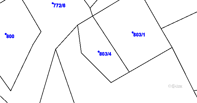 Parcela st. 803/4 v KÚ Buřany, Katastrální mapa