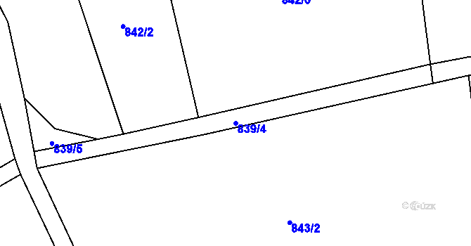 Parcela st. 839/4 v KÚ Buřany, Katastrální mapa