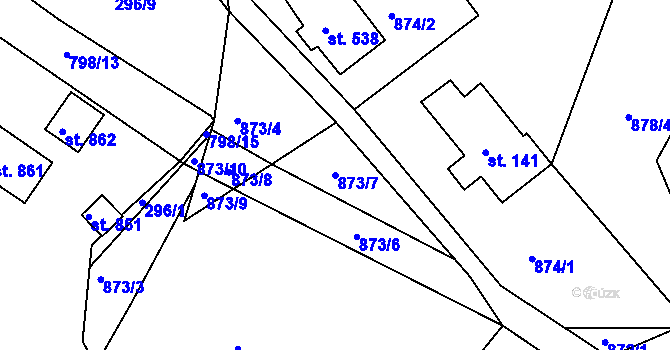 Parcela st. 873/7 v KÚ Buřany, Katastrální mapa