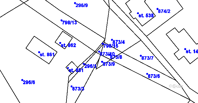 Parcela st. 873/10 v KÚ Buřany, Katastrální mapa
