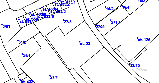 Parcela st. 32 v KÚ Jablonec nad Jizerou, Katastrální mapa