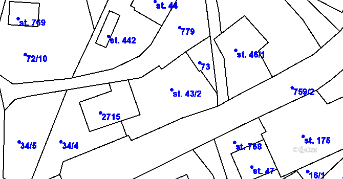 Parcela st. 43/2 v KÚ Jablonec nad Jizerou, Katastrální mapa