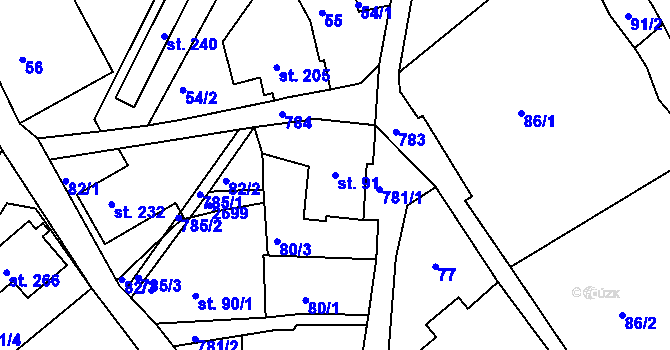 Parcela st. 91 v KÚ Jablonec nad Jizerou, Katastrální mapa