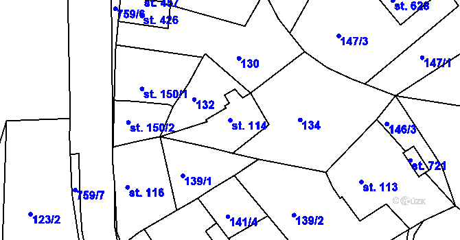 Parcela st. 114 v KÚ Jablonec nad Jizerou, Katastrální mapa
