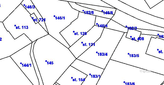 Parcela st. 121 v KÚ Jablonec nad Jizerou, Katastrální mapa