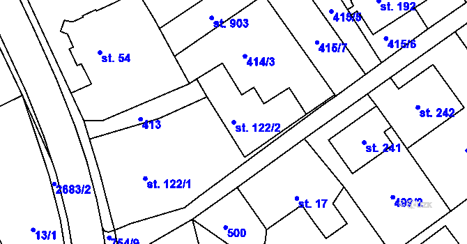 Parcela st. 122/2 v KÚ Jablonec nad Jizerou, Katastrální mapa