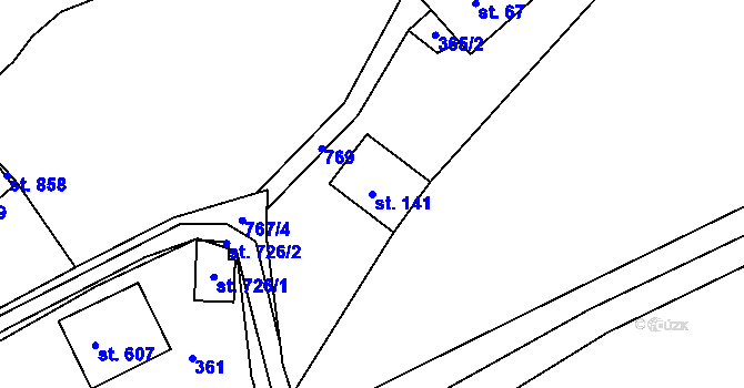 Parcela st. 141 v KÚ Jablonec nad Jizerou, Katastrální mapa