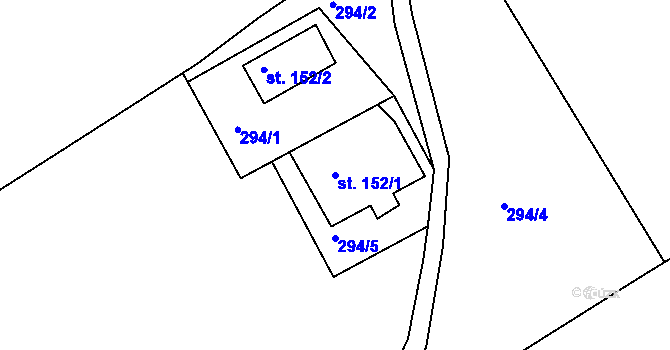 Parcela st. 152/1 v KÚ Jablonec nad Jizerou, Katastrální mapa