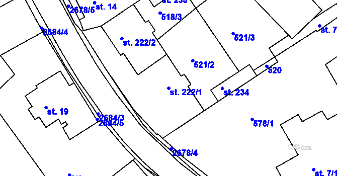 Parcela st. 222/1 v KÚ Jablonec nad Jizerou, Katastrální mapa