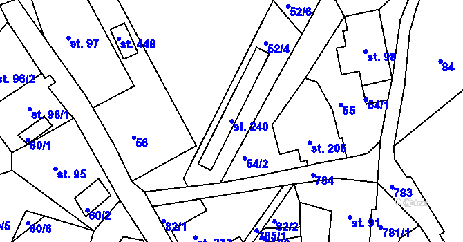 Parcela st. 240 v KÚ Jablonec nad Jizerou, Katastrální mapa