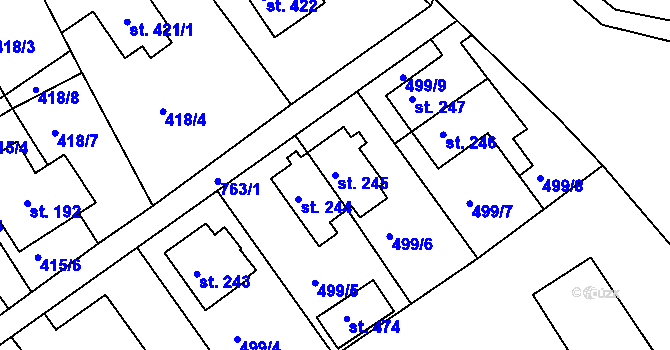 Parcela st. 245 v KÚ Jablonec nad Jizerou, Katastrální mapa