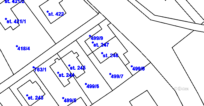Parcela st. 246 v KÚ Jablonec nad Jizerou, Katastrální mapa