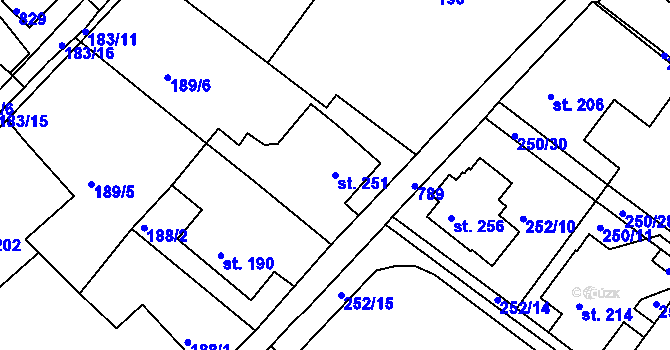 Parcela st. 251 v KÚ Jablonec nad Jizerou, Katastrální mapa