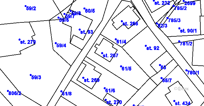 Parcela st. 267 v KÚ Jablonec nad Jizerou, Katastrální mapa