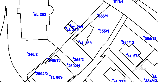 Parcela st. 268 v KÚ Jablonec nad Jizerou, Katastrální mapa