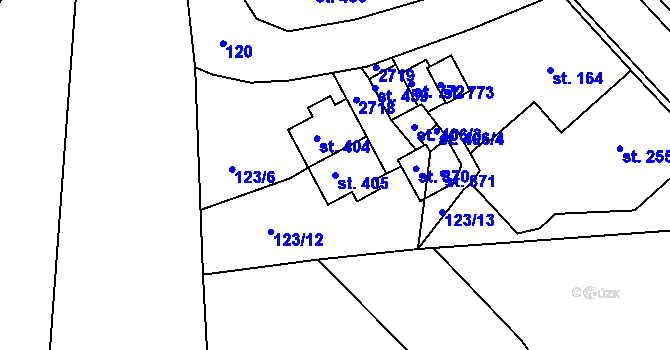 Parcela st. 405 v KÚ Jablonec nad Jizerou, Katastrální mapa