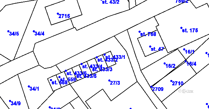 Parcela st. 433/1 v KÚ Jablonec nad Jizerou, Katastrální mapa