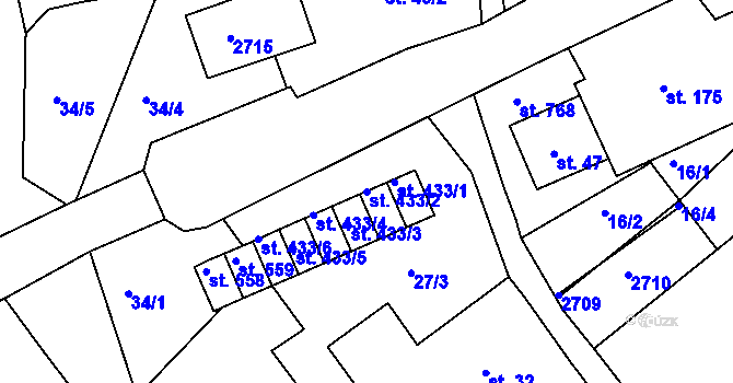 Parcela st. 433/2 v KÚ Jablonec nad Jizerou, Katastrální mapa