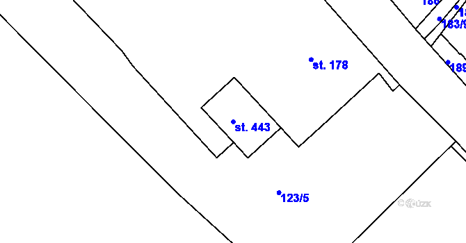 Parcela st. 443 v KÚ Jablonec nad Jizerou, Katastrální mapa