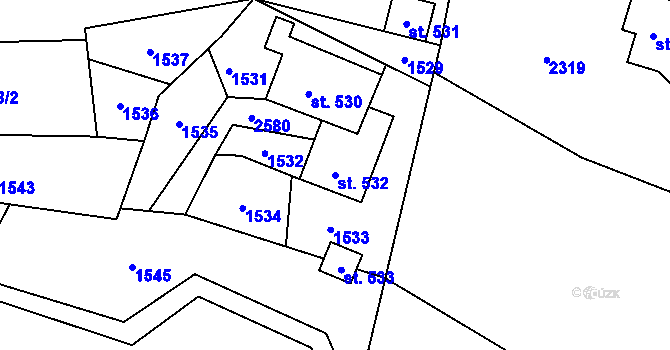 Parcela st. 532 v KÚ Jablonec nad Jizerou, Katastrální mapa