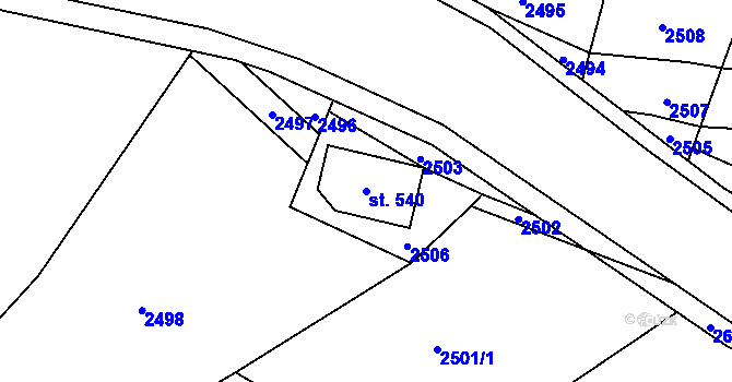Parcela st. 540 v KÚ Jablonec nad Jizerou, Katastrální mapa