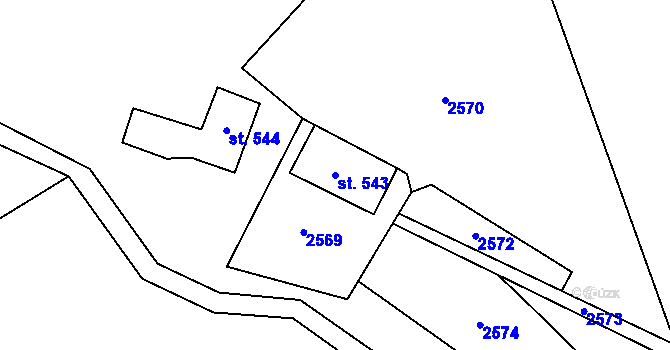 Parcela st. 543 v KÚ Jablonec nad Jizerou, Katastrální mapa