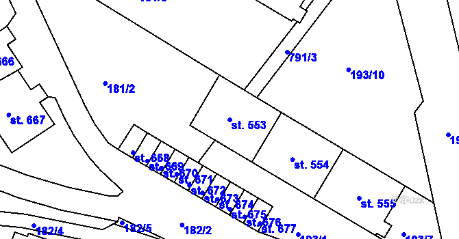 Parcela st. 553 v KÚ Jablonec nad Jizerou, Katastrální mapa