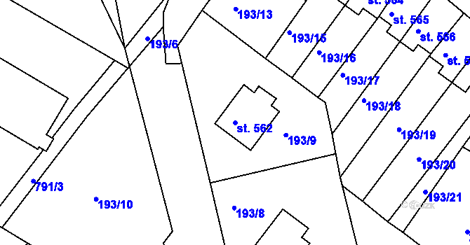 Parcela st. 562 v KÚ Jablonec nad Jizerou, Katastrální mapa