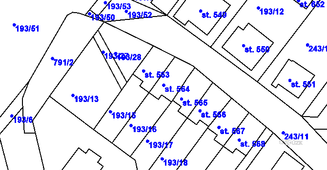 Parcela st. 564 v KÚ Jablonec nad Jizerou, Katastrální mapa