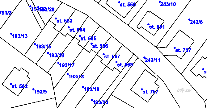 Parcela st. 567 v KÚ Jablonec nad Jizerou, Katastrální mapa