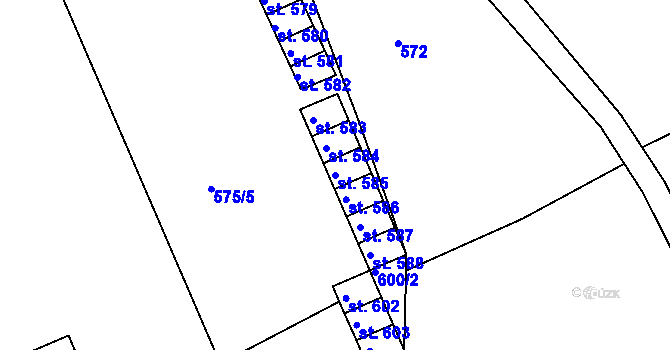 Parcela st. 585 v KÚ Jablonec nad Jizerou, Katastrální mapa