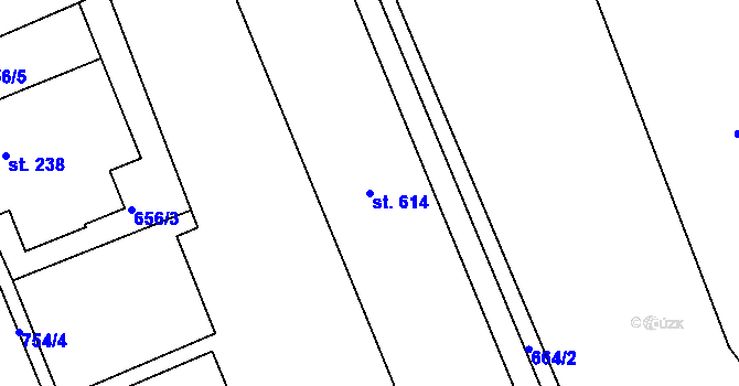 Parcela st. 614 v KÚ Jablonec nad Jizerou, Katastrální mapa