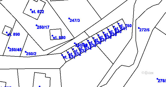 Parcela st. 635 v KÚ Jablonec nad Jizerou, Katastrální mapa