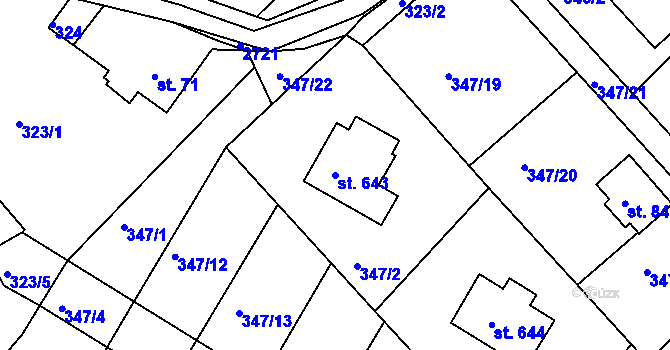 Parcela st. 643 v KÚ Jablonec nad Jizerou, Katastrální mapa
