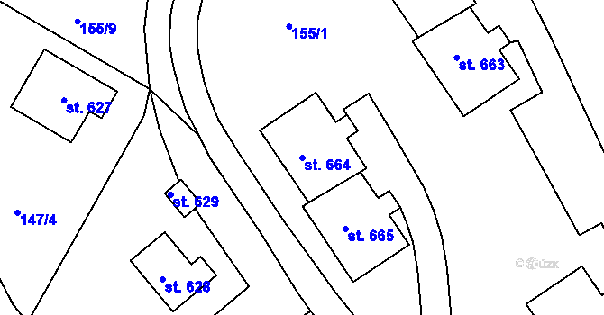 Parcela st. 664 v KÚ Jablonec nad Jizerou, Katastrální mapa