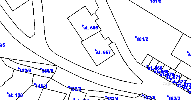 Parcela st. 667 v KÚ Jablonec nad Jizerou, Katastrální mapa