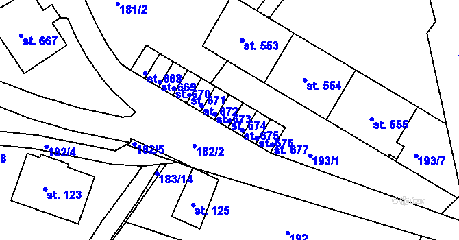 Parcela st. 674 v KÚ Jablonec nad Jizerou, Katastrální mapa