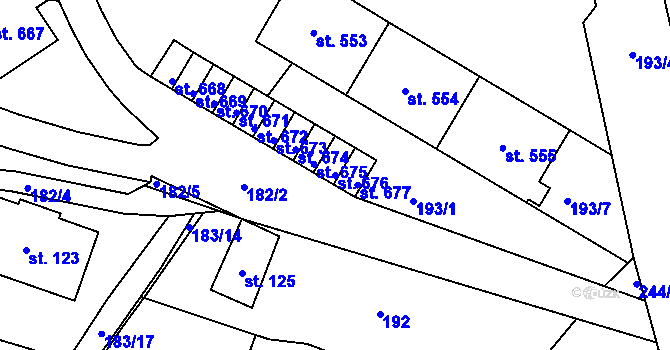 Parcela st. 676 v KÚ Jablonec nad Jizerou, Katastrální mapa