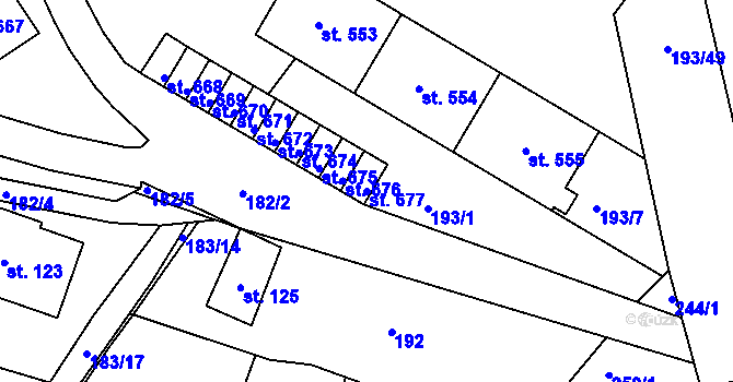 Parcela st. 677 v KÚ Jablonec nad Jizerou, Katastrální mapa