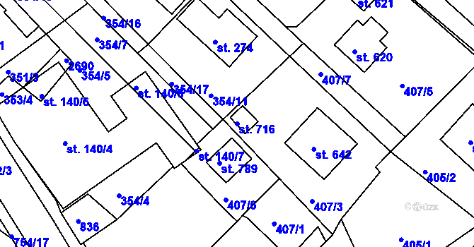 Parcela st. 716 v KÚ Jablonec nad Jizerou, Katastrální mapa