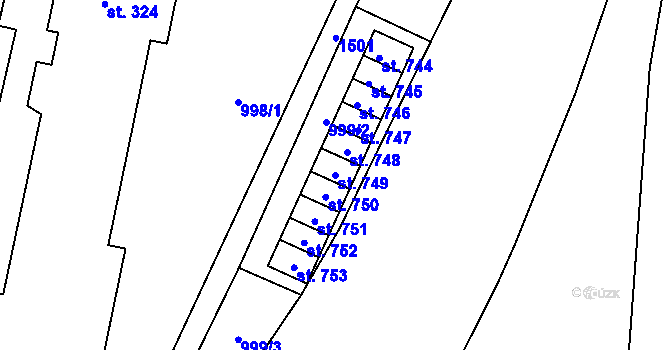 Parcela st. 749 v KÚ Jablonec nad Jizerou, Katastrální mapa