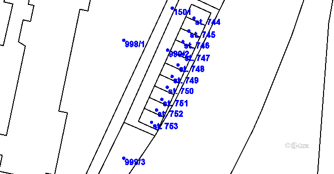 Parcela st. 750 v KÚ Jablonec nad Jizerou, Katastrální mapa