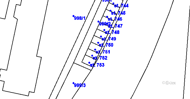 Parcela st. 751 v KÚ Jablonec nad Jizerou, Katastrální mapa