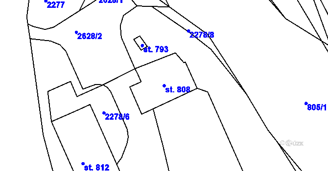 Parcela st. 808 v KÚ Jablonec nad Jizerou, Katastrální mapa