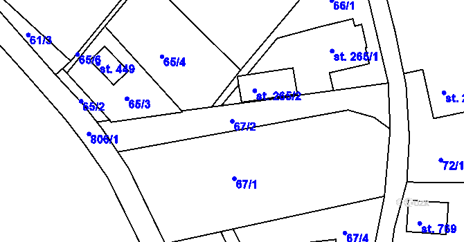 Parcela st. 67/2 v KÚ Jablonec nad Jizerou, Katastrální mapa