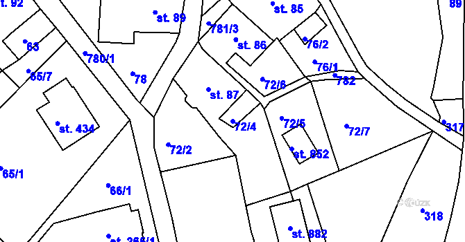 Parcela st. 72/4 v KÚ Jablonec nad Jizerou, Katastrální mapa