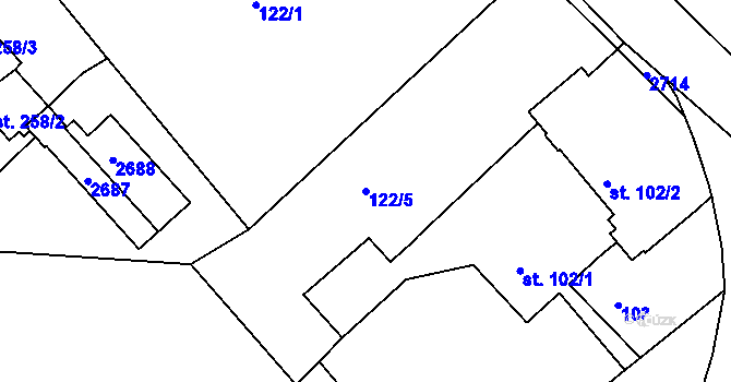 Parcela st. 122/5 v KÚ Jablonec nad Jizerou, Katastrální mapa