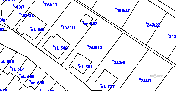 Parcela st. 243/10 v KÚ Jablonec nad Jizerou, Katastrální mapa