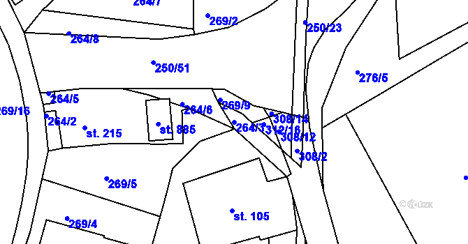 Parcela st. 264/3 v KÚ Jablonec nad Jizerou, Katastrální mapa