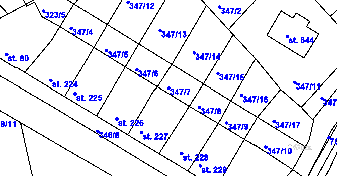 Parcela st. 347/7 v KÚ Jablonec nad Jizerou, Katastrální mapa